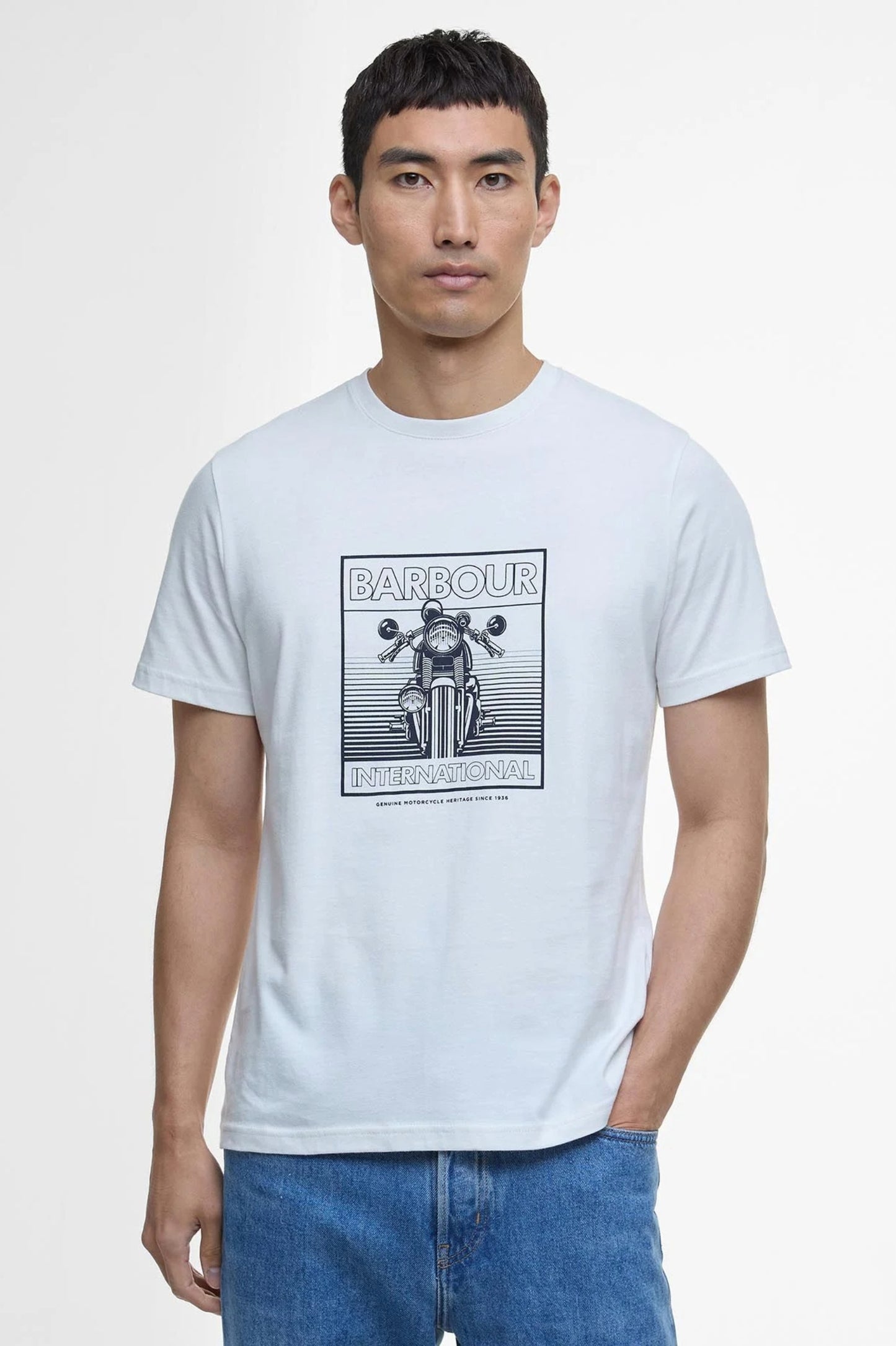 Mens Barbour Track Graphic T-Shirt (Whisper White)
