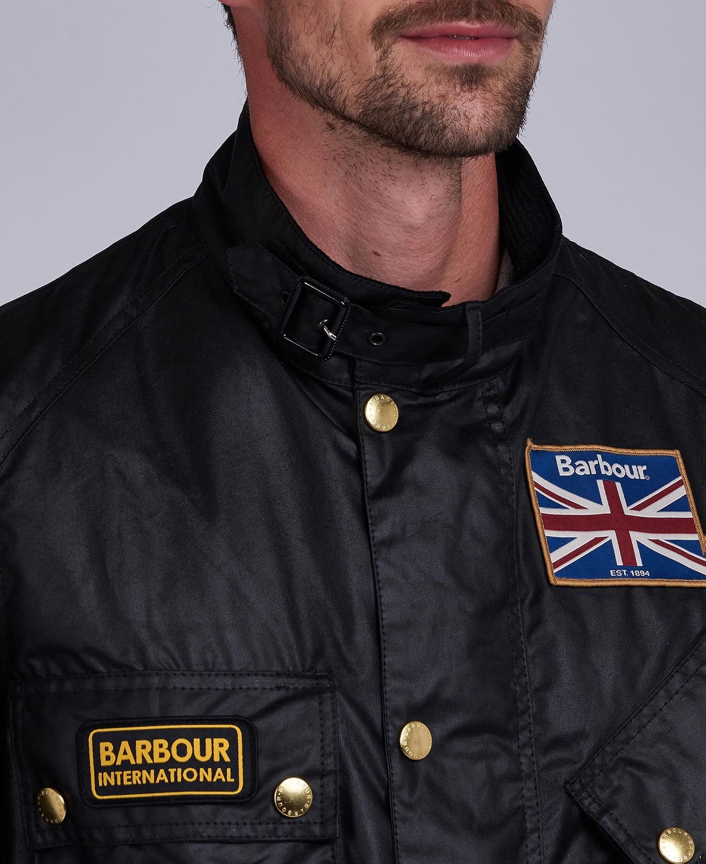Mens Barbour Union Jack International Wax Jacket (Black)
