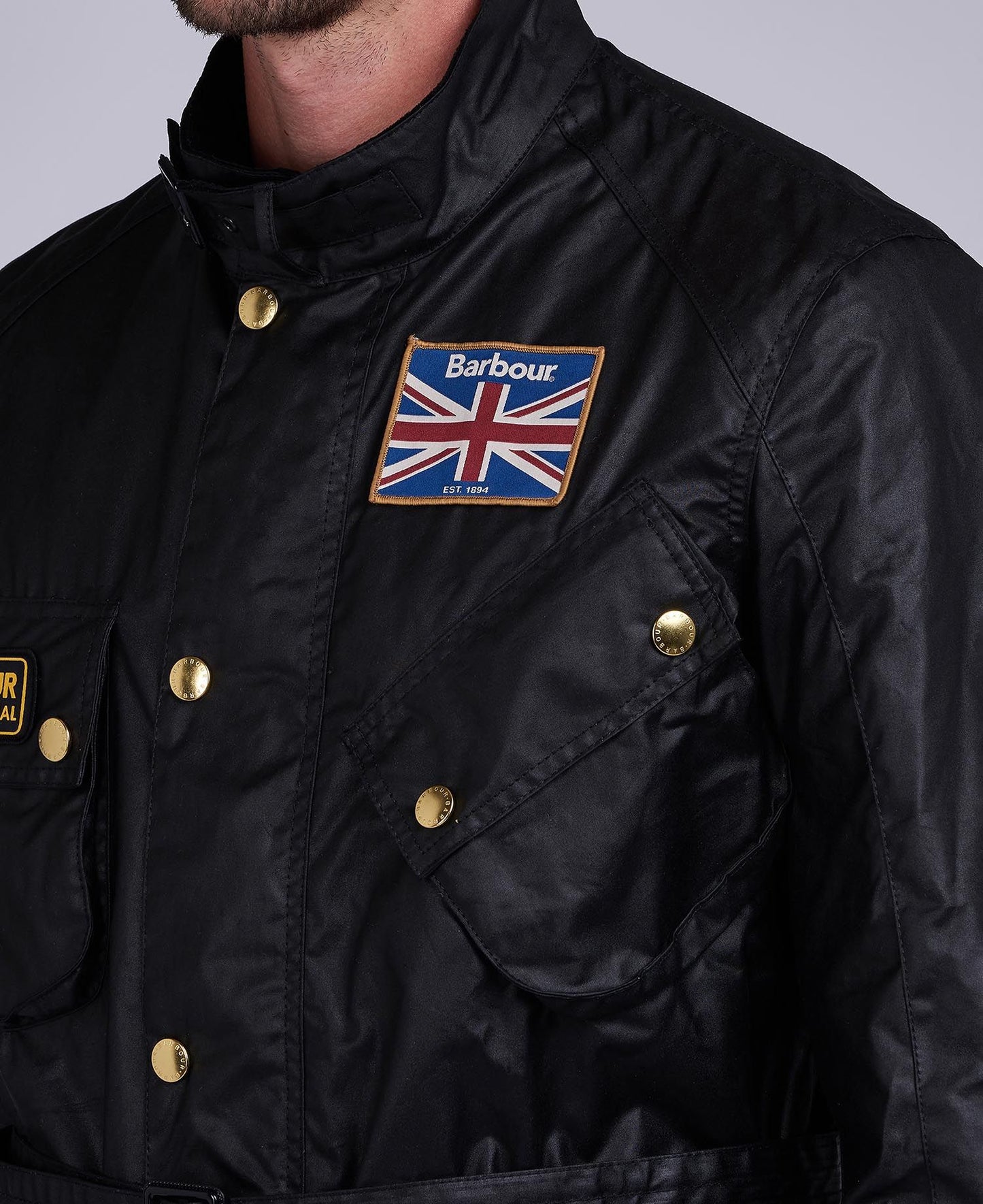 Mens Barbour Union Jack International Wax Jacket (Black)