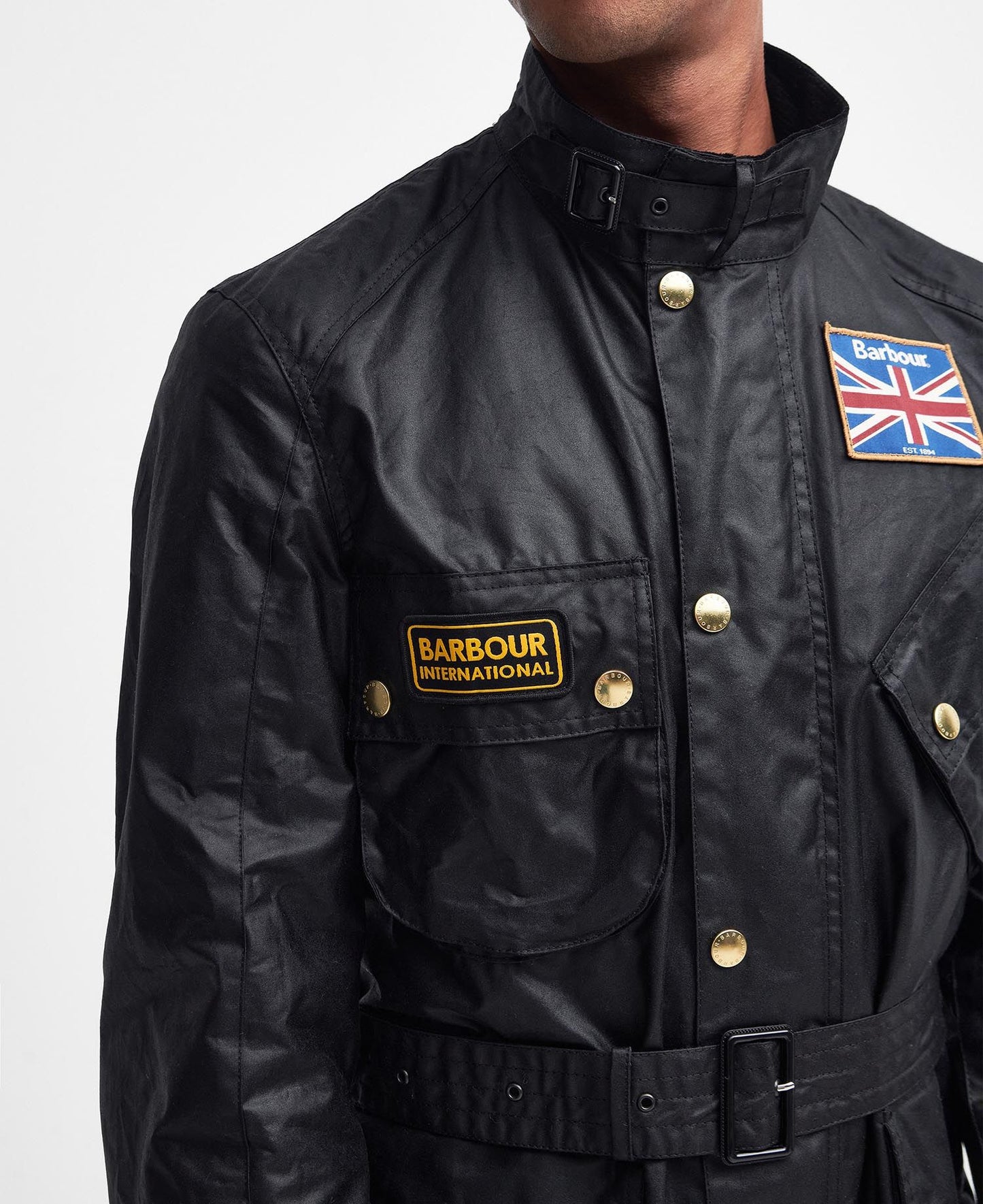 Mens Barbour Union Jack International Wax Jacket (Black)