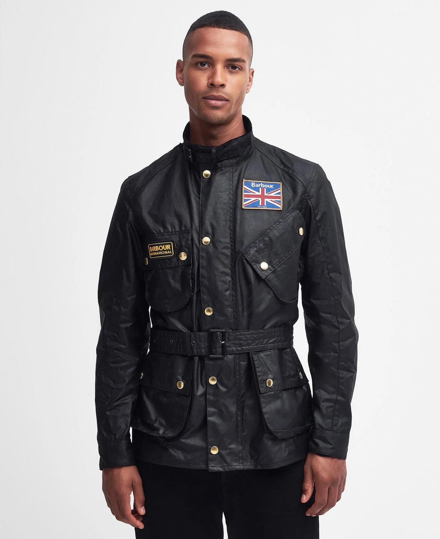 Mens Barbour Union Jack International Wax Jacket (Black)