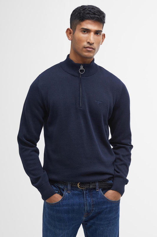 Mens Barbour Cotton Half-Zip Jumper (Classic Navy)