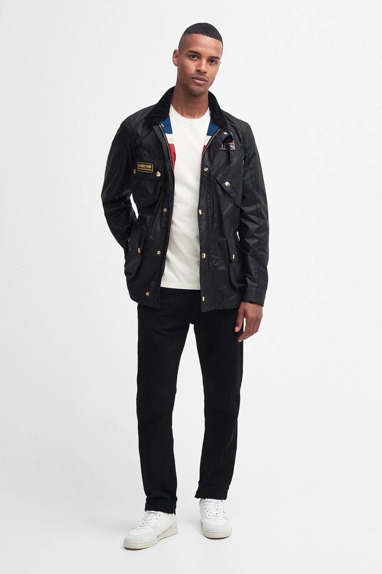 Mens Barbour Union Jack International Wax Jacket (Black)