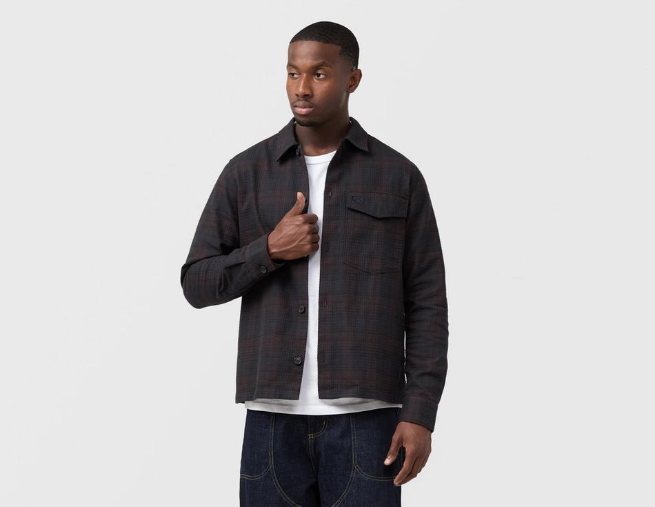 Fred Perry Textured Check  Overshirt navy