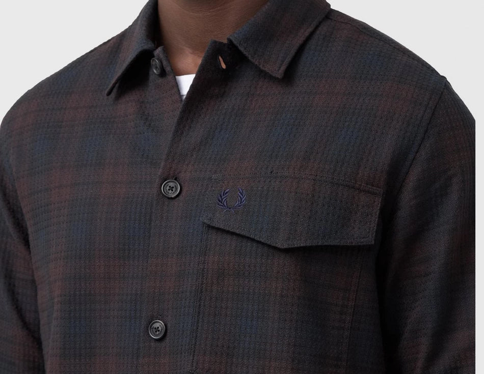 Fred Perry Textured Check  Overshirt navy